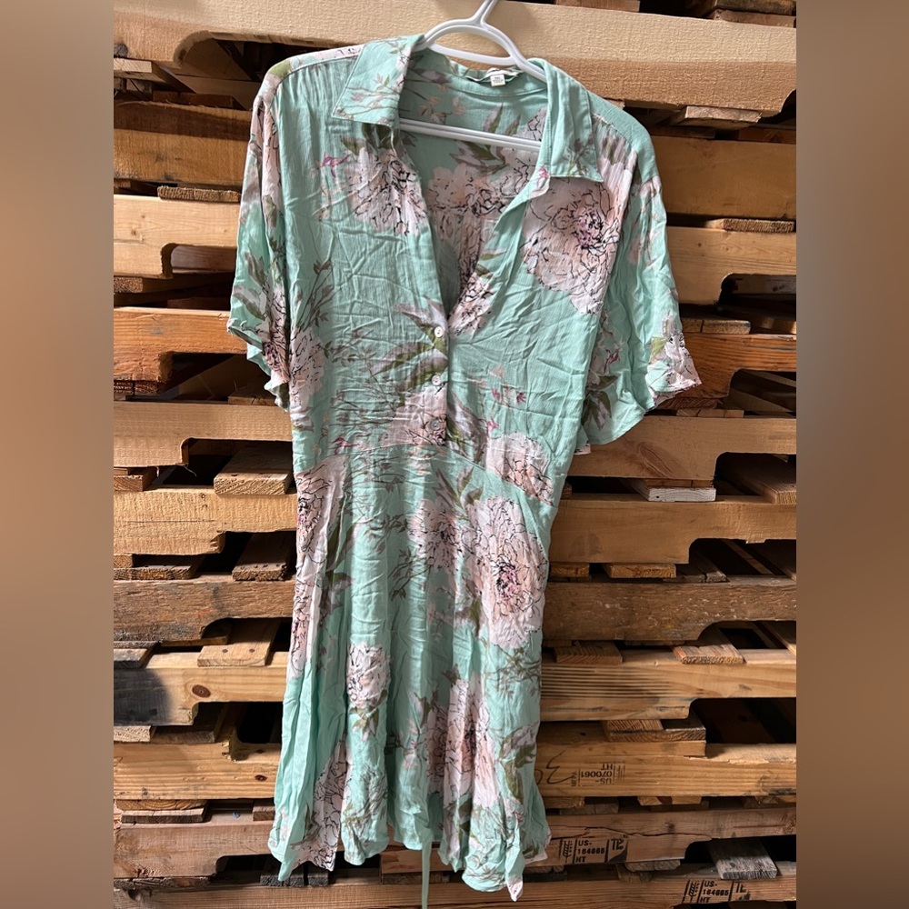 DAVI&DANI SZ 1X flowy pistachio green floral dress